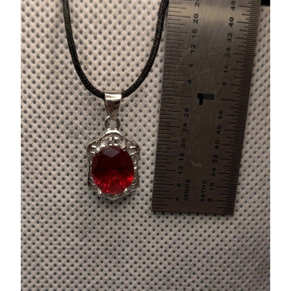 925 Red Rhinestone Pendant - Picture 3 of 4
